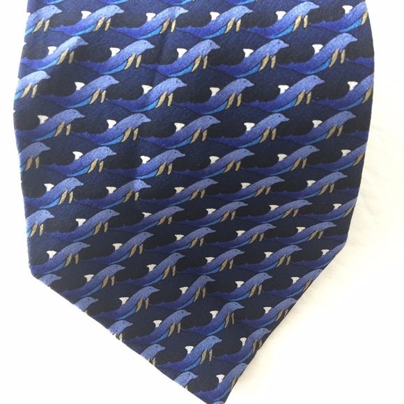 Nature Conservancy Blue Dolphins 100% Silk Tie - Picture 1 of 6